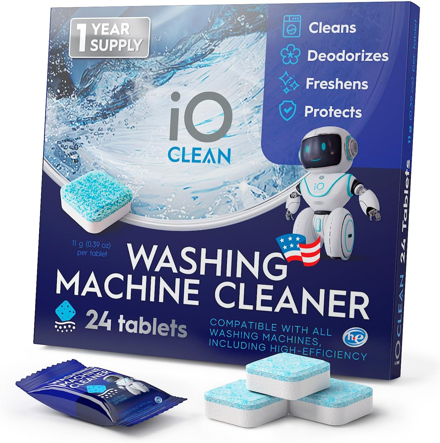 Washing Machine Cleaner Descaler Tablets, 24 Count (1 Year Supply) – Deep Clean