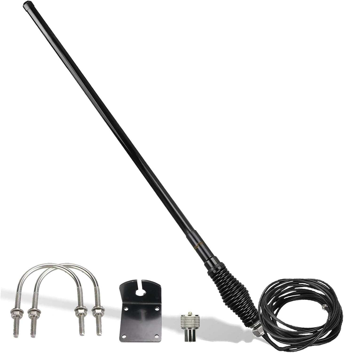 GMRS Mobile Antenna, Heavy Duty Fiberglass GMRS Antenna, 6.5Db 462-467Mhz, Spring Base with 16Ft RG-58U Coaxial Cable, Compatible with Midland GMRS Radio  RT97 Ra86(1Pack)