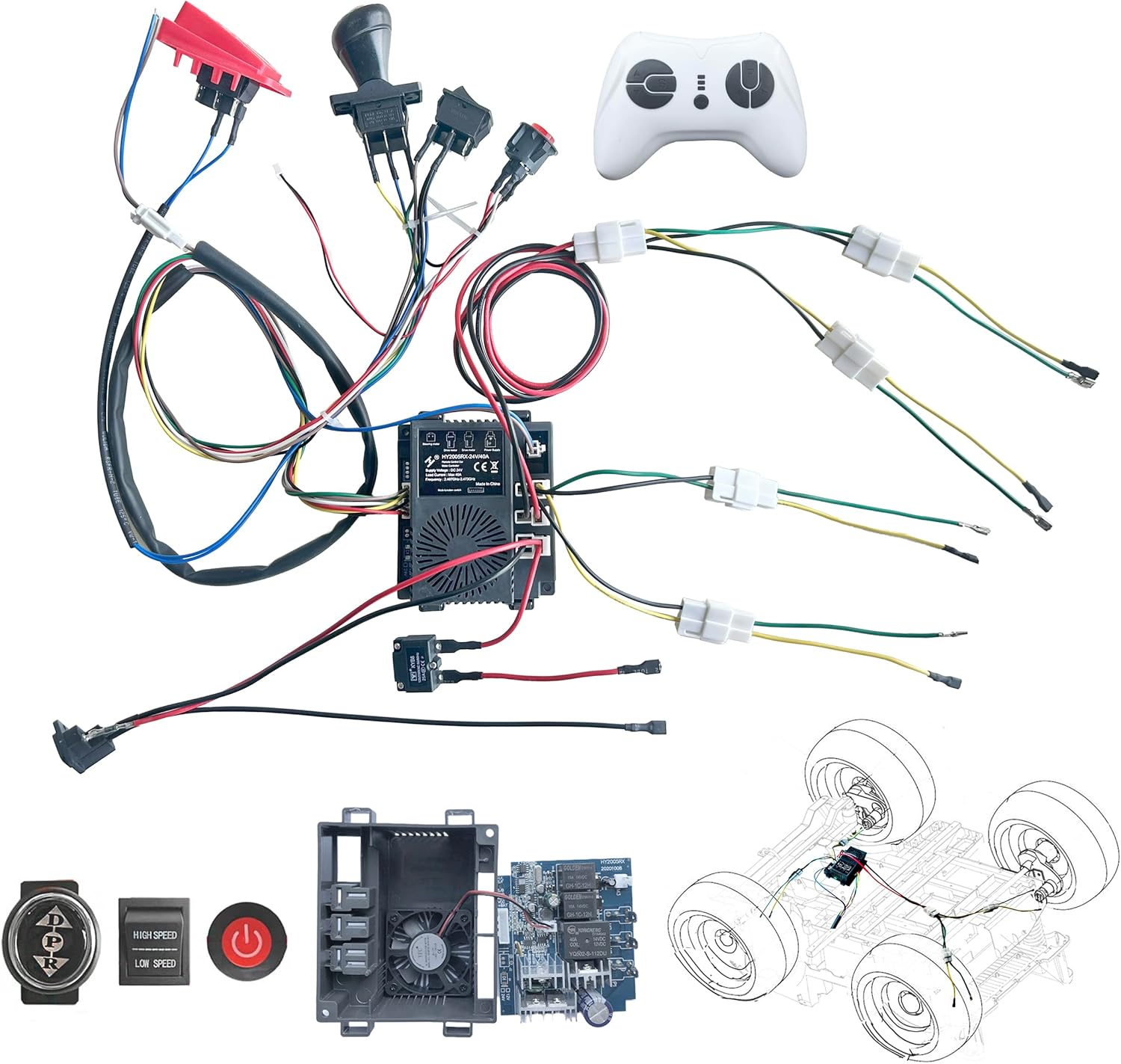 24 Volt DIY Wires Harness Conversion Kit for Kid's Ride on Toys Car