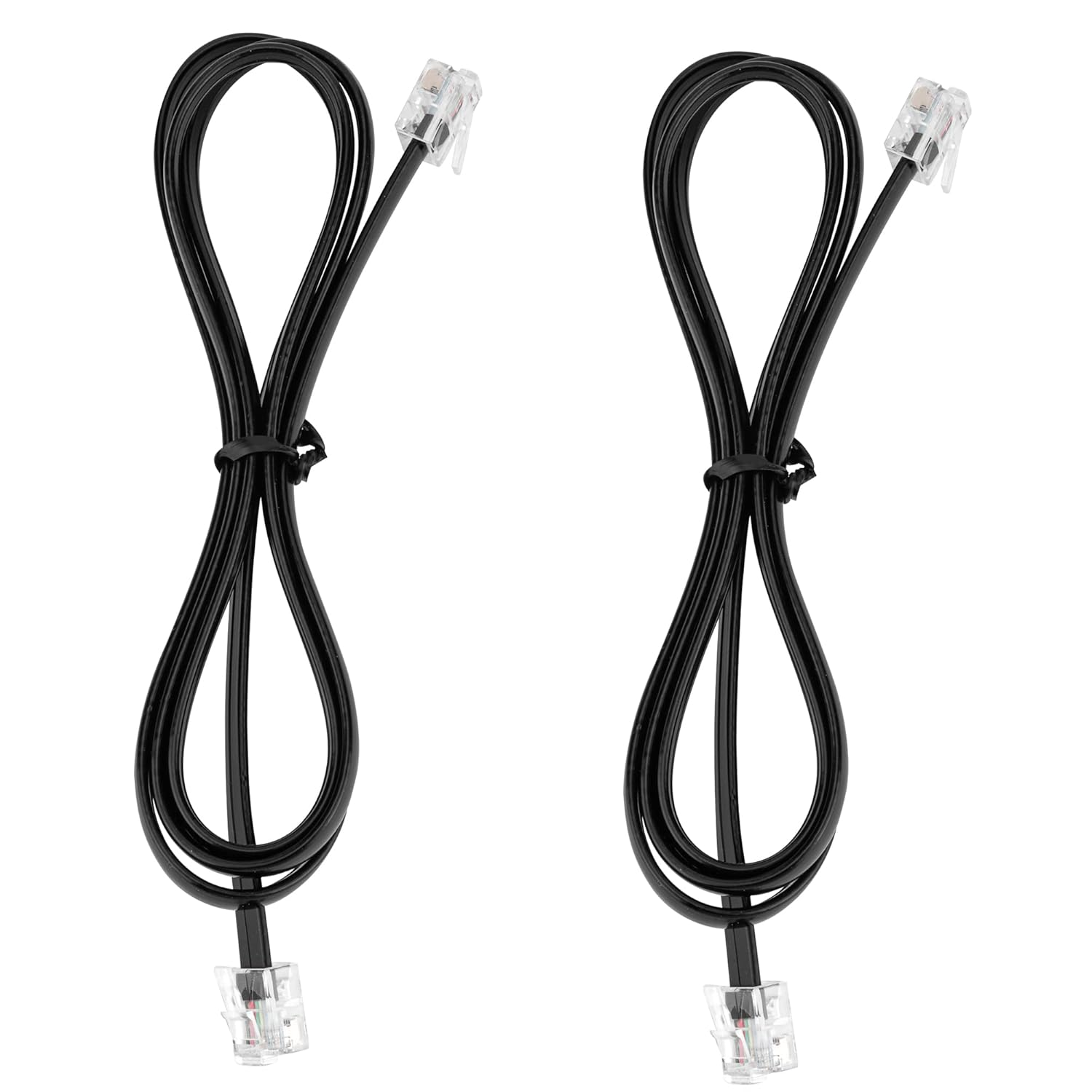 RJ12 Cable Phone Cord RJ12 6P6C Male to Male Straight Wired for Both Data and Voice Use - 2Pack (Black, 3.3FT)
