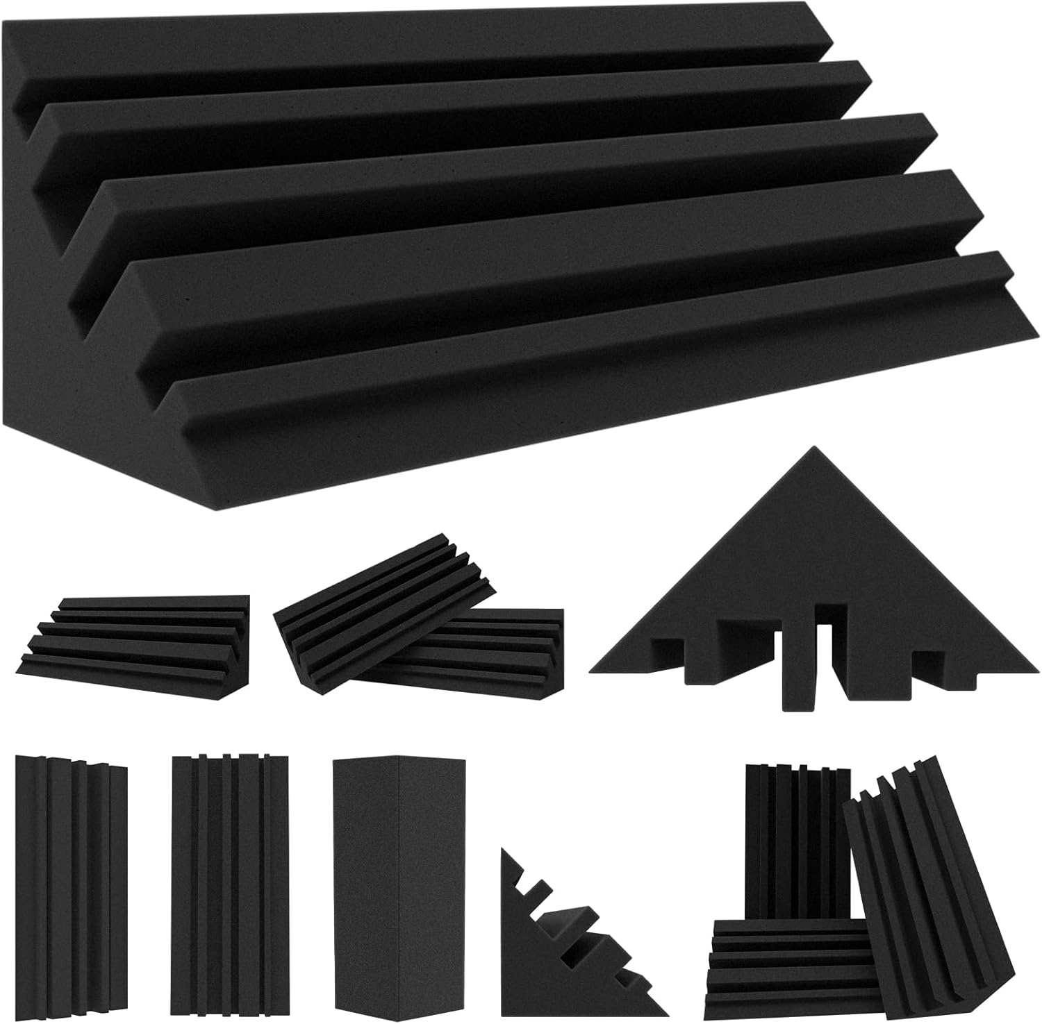 Bass Traps - 12 Pcs 4 X 4 X 12 Inches Dense Thick Studio Bass Foam Corner, Ac...
