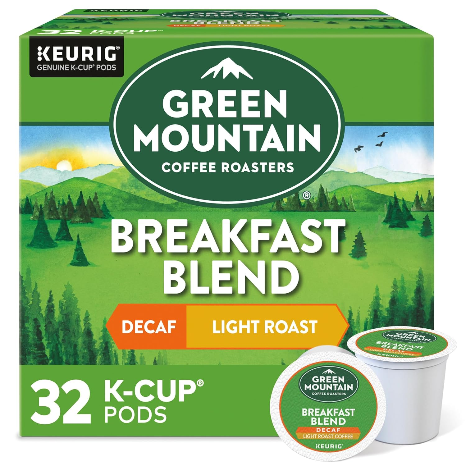 Decaf Breakfast Blend , Single-Serve Keurig K-Cup Pods, Light Roast Coffee, 32 Count