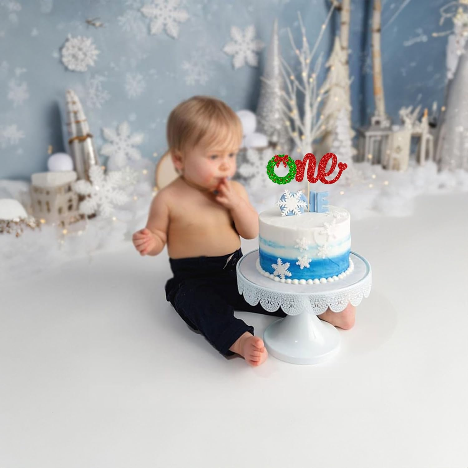 Gyufise 1 Pack Christmas Wreath One Cake Topper Red Green Merry Christmas Cak... - Picture 9 of 32