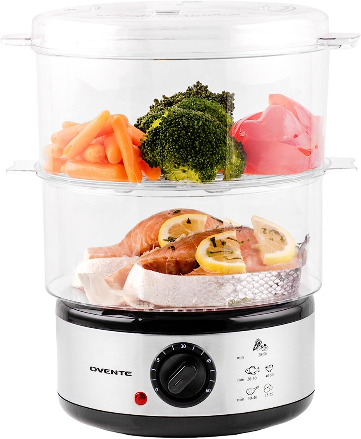 Electric Food Steamer 5Qt Meal Cooker 2-Tier Stackable Basket for Vegetable Fish