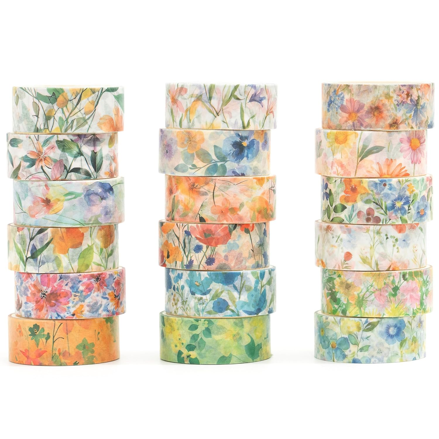 18 Rolls Blossom Washi Tape Set Floral Arts Adhesive Tapes Flowers Garden 