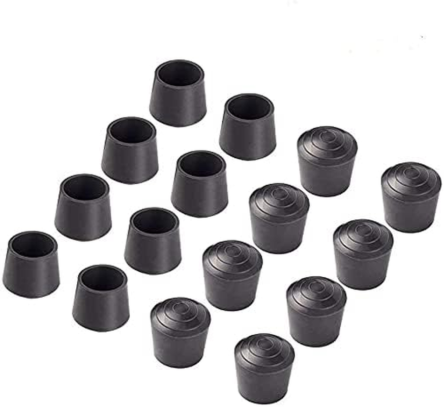 Inch Table Chair Rubber Leg Tips Caps, Pack of 16, Black ( Inch, 16)