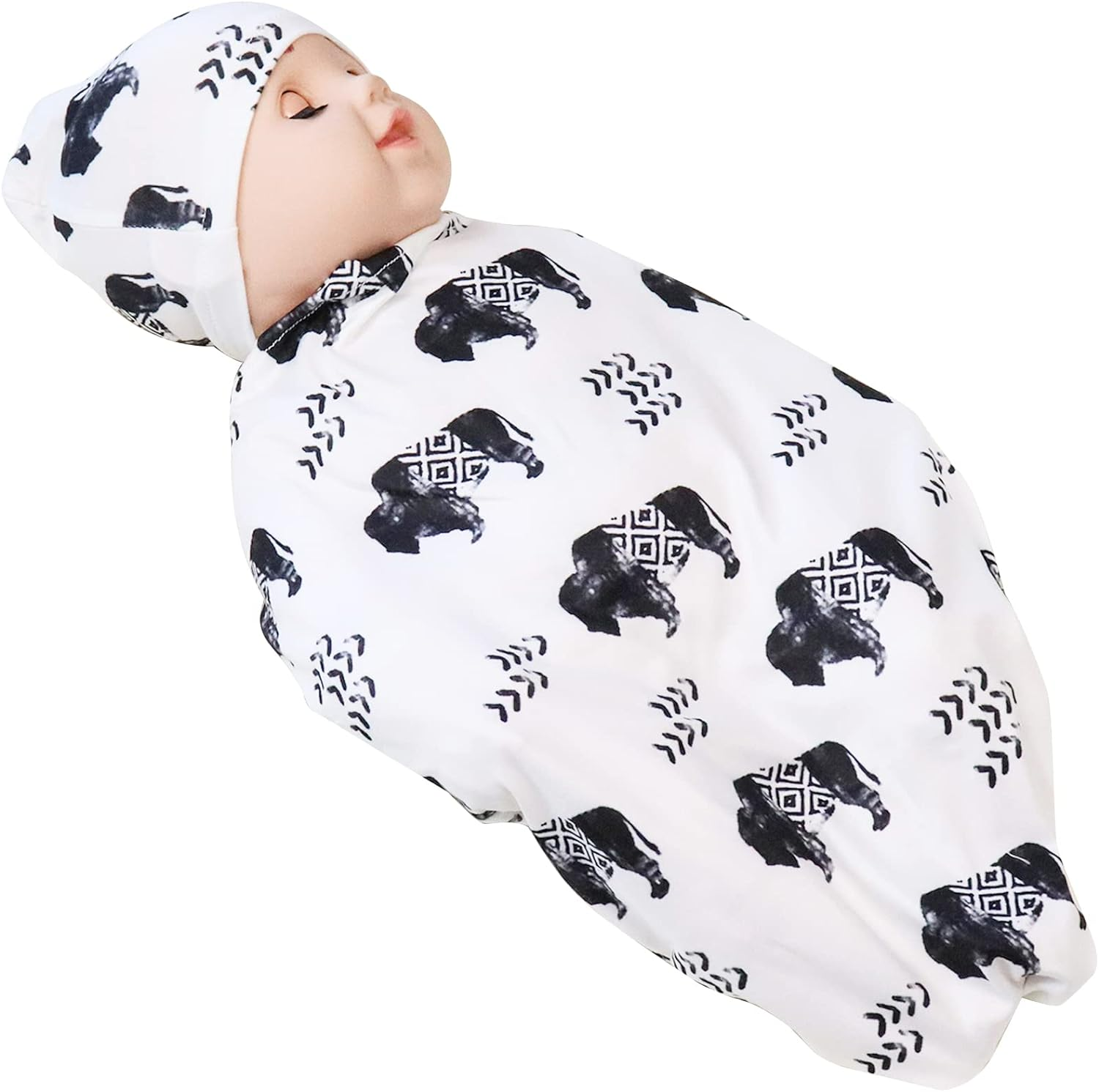 Newborn Swaddle Blanket with Beanie Set,Soft Stretchy Blanket for 0-3 Months ... - Picture 13 of 13