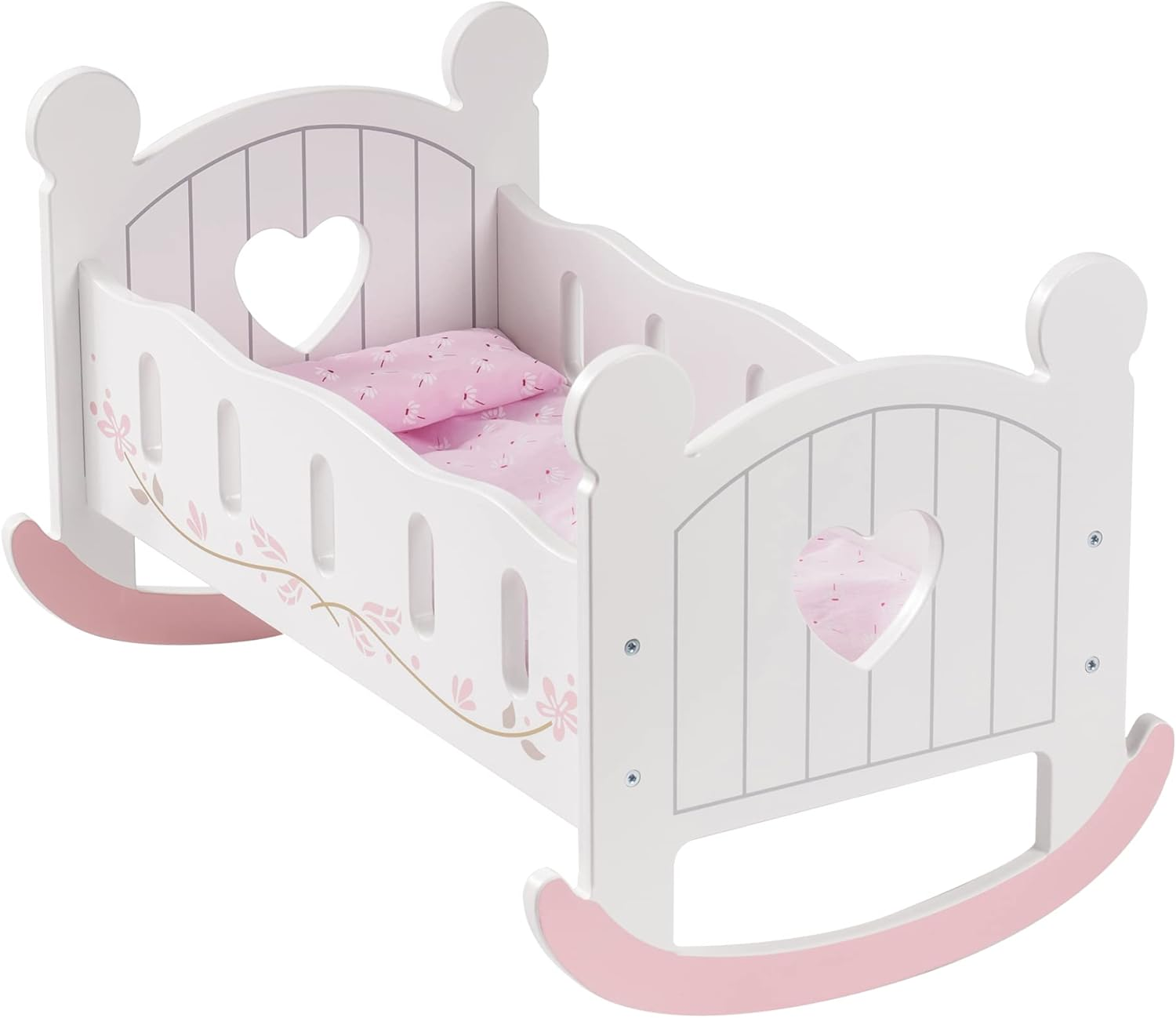 Wooden Baby Doll Crib, Baby Doll Bed Toys, Fits up to 18 Inch Doll Accessories
