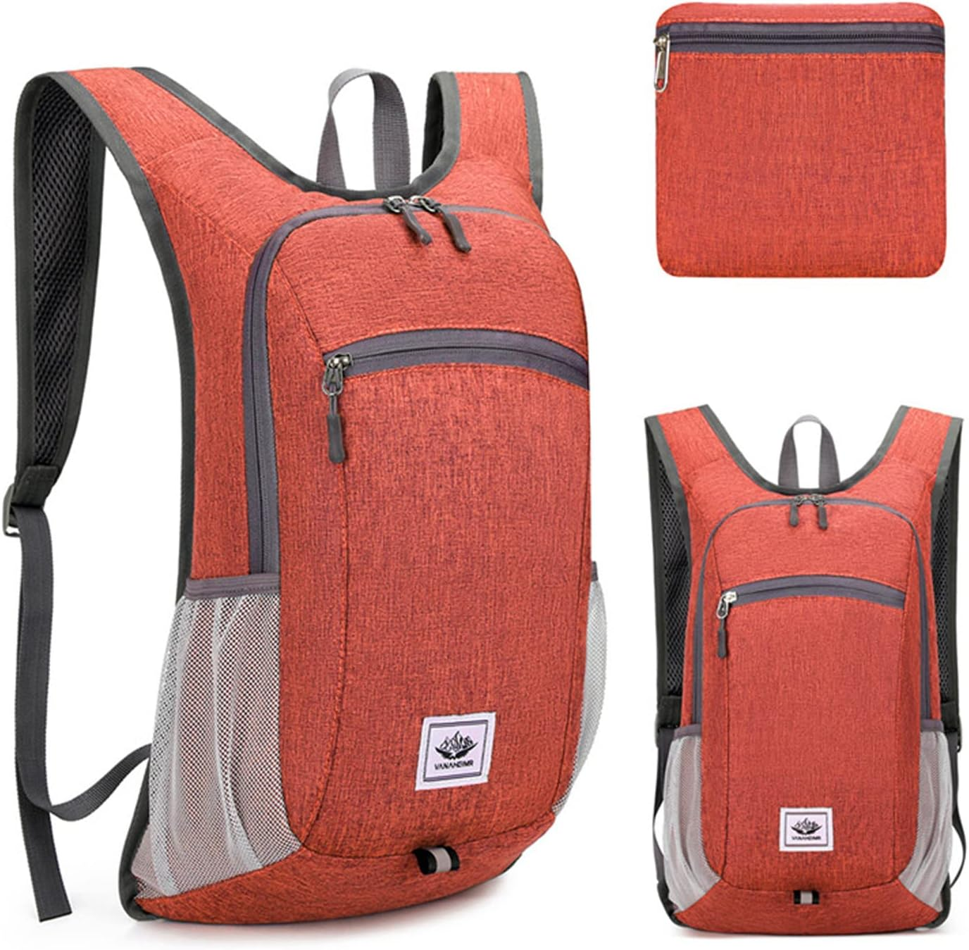 Hiking Backpack 15L Small Travel Backpack Lightweight Foldable Daypack Packable Camping Backpacks for Women Men (Orange)