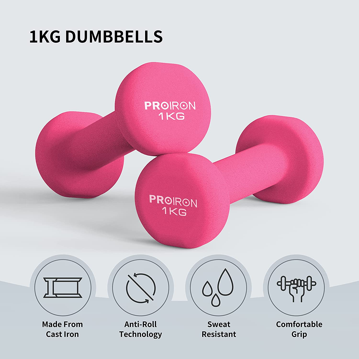 PROIRON Dumbbells Anti-Slip Neoprene Dumbbell Soft-Touch Grip Hand Weights Ho... - Picture 3 of 20