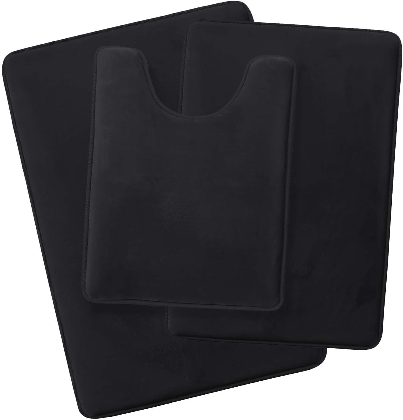 Clara Clark 3 Piece Bathroom Rugs Sets - Memory Foam Bath Mat Set, Ultra Soft, Plush, Cozy, Non Slip, Machine Washable, Quick Dry Bathroom Rugs - Onyx Shadow