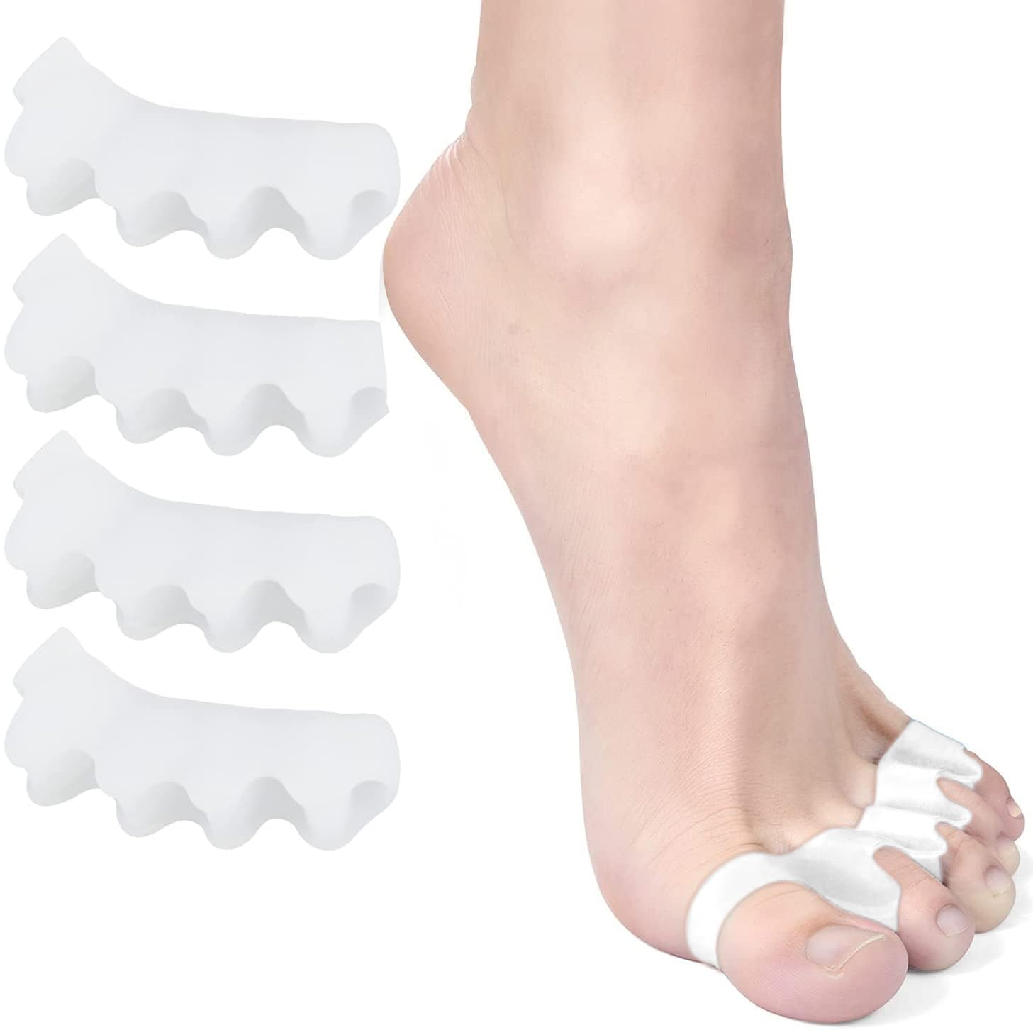 Toe Separators 2 Pairs Soft Gel Toe Spacers to Correct Bunions and Restore Toes