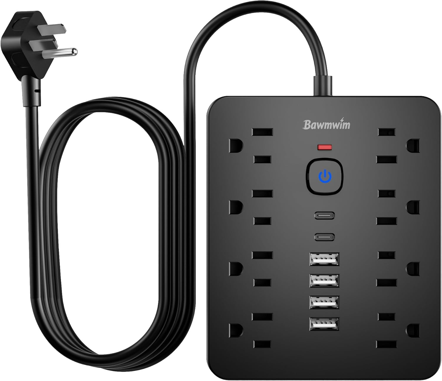 Surge Protector Power Strip, 8 Outlets(1250W/10A), 6 USB Charging