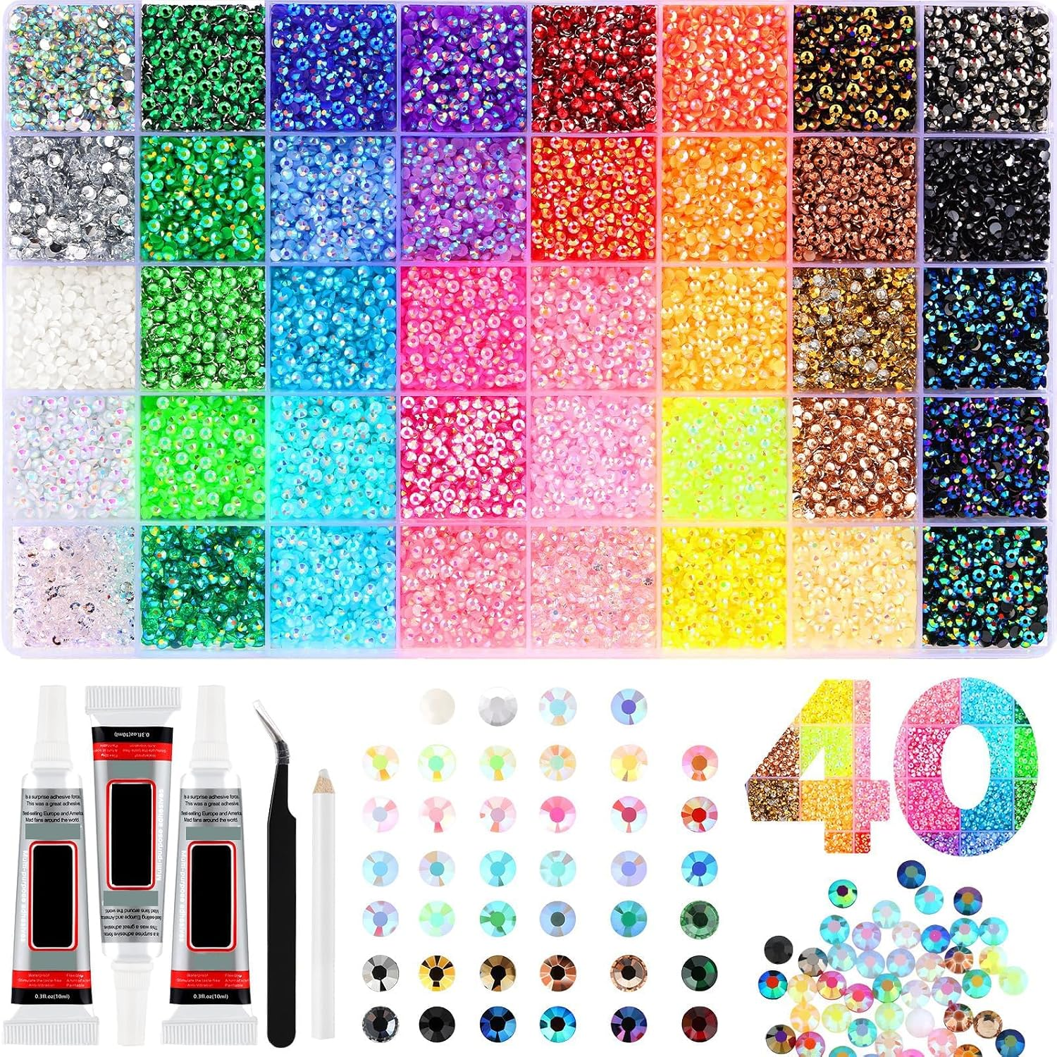 Bedazzling Kit Bedazzle Kit, 40 Colors Diamond Rhinestones 3Mm 32000 Pcs