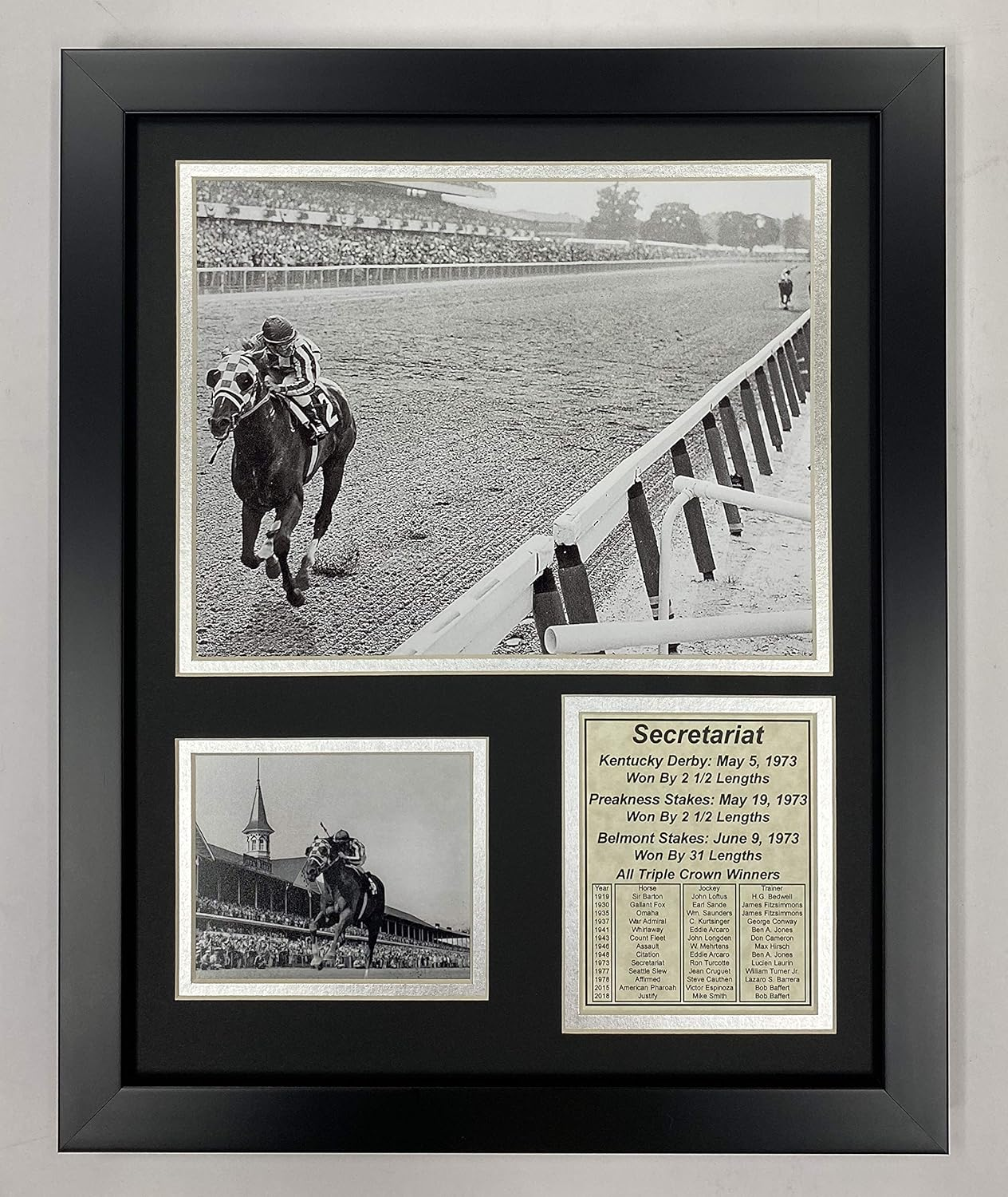 Championsip Racehorse Collectible Memorabilia | Triple Crown Racehorses | Framed Photo Collages | 12