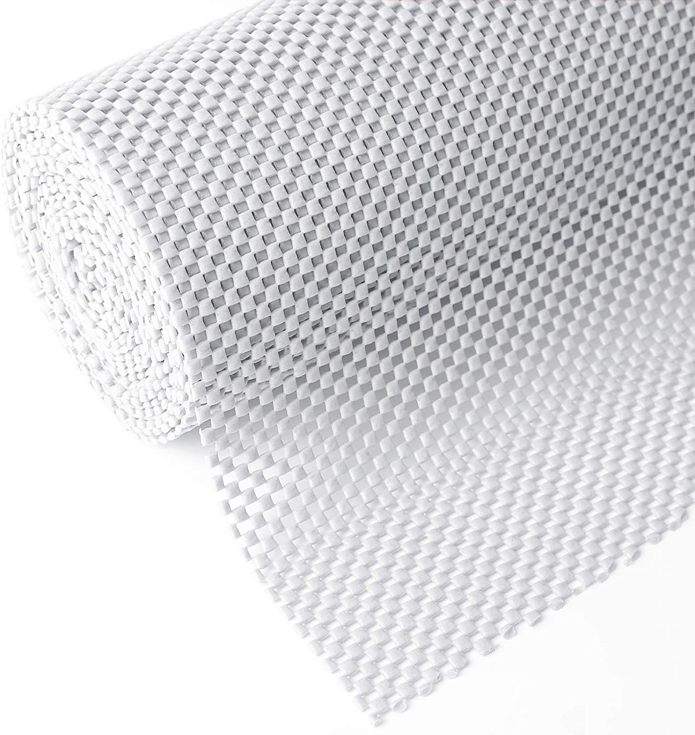 Shelf Cupboard Liner, Cabinet Drawer Liners Non Adhesive 12 Inches X 20 Feet for Kitchen Cabinets, Strong Grip Durable Non Slip for Storage Desks Kitchenware Tableware, Easy to Install, White
