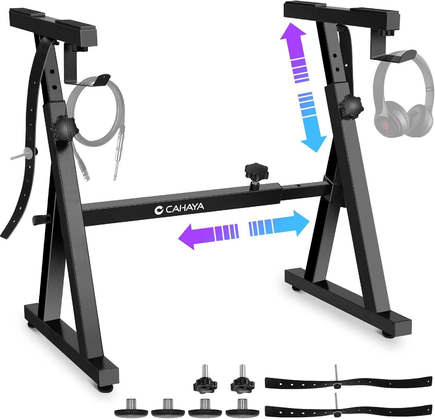 Keyboard Stand Piano Adjustable - Z Style Piano Stands Heavy Duty Stable and Portable with Height and Width Adjustable Fits for 54 61 76 88 Keys Electric Pianos Black