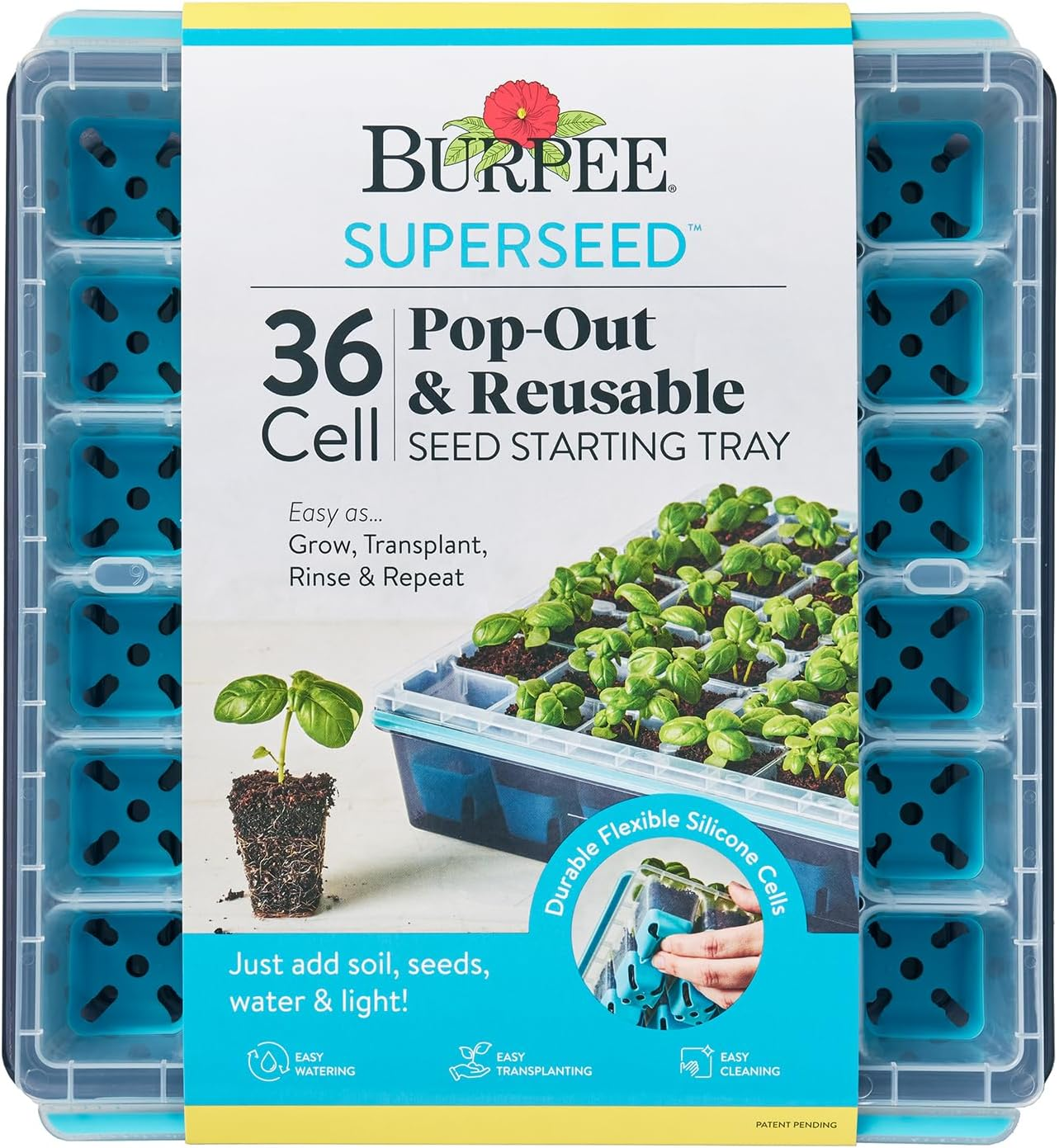 36-Cell Reusable Seed Starter Tray Indoor Grow Kit Germination