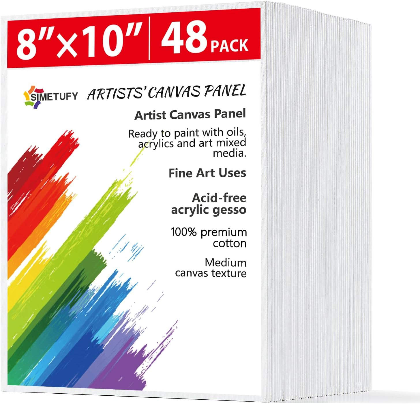 48 Pack 8 X 10 Inch Canvas Boards for Painting Canvas Panels - Gesso Primed Acid-Free 100% Cotton for Acrylics Oil Watercolor Tempera Paints