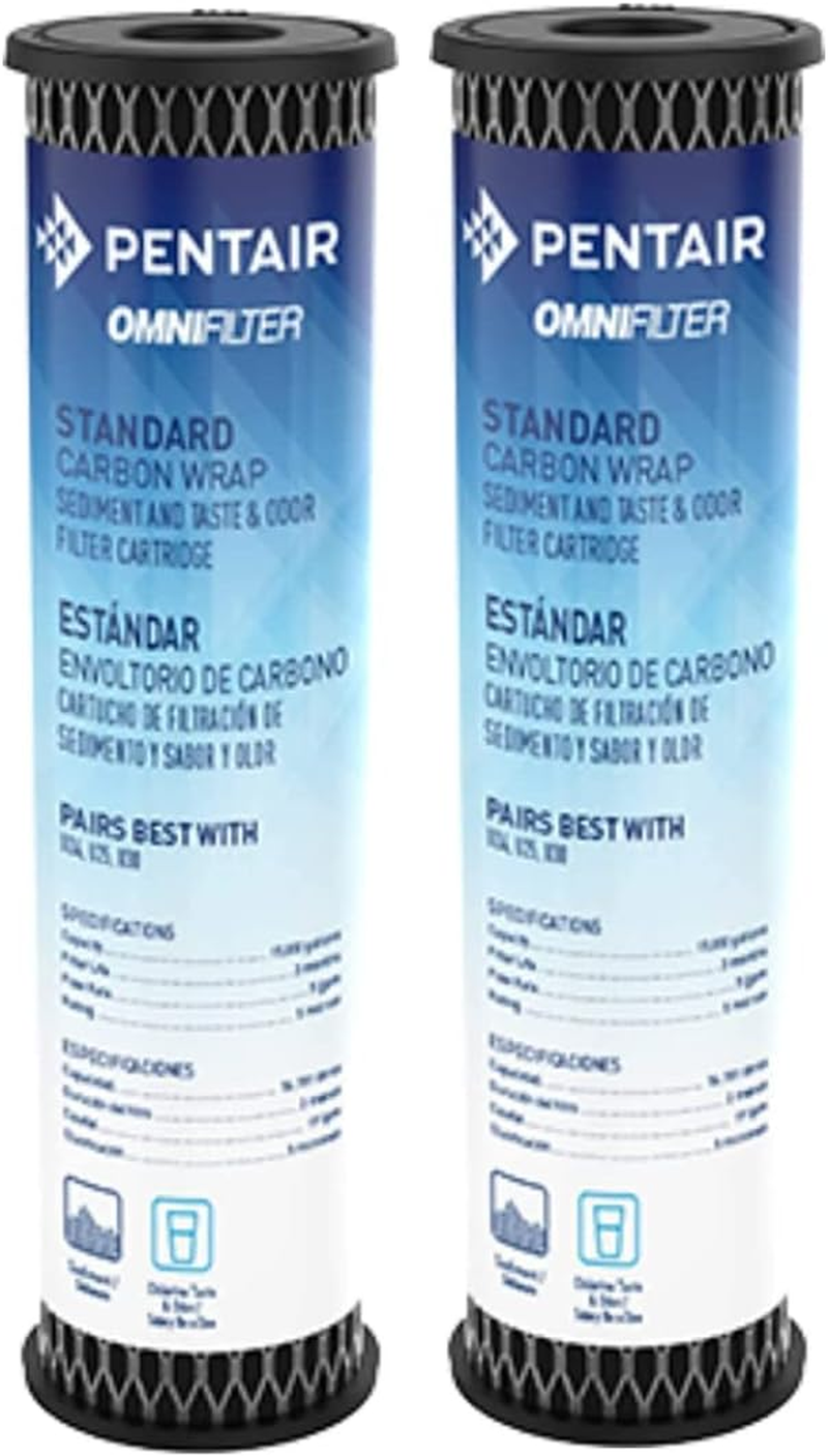 Pentair Omnifilter TO1 Carbon Water Filter, 10-Inch, Standard Whole House Carbon Wrap Sediment and Taste & Odor Replacement Filter Cartridge, 10