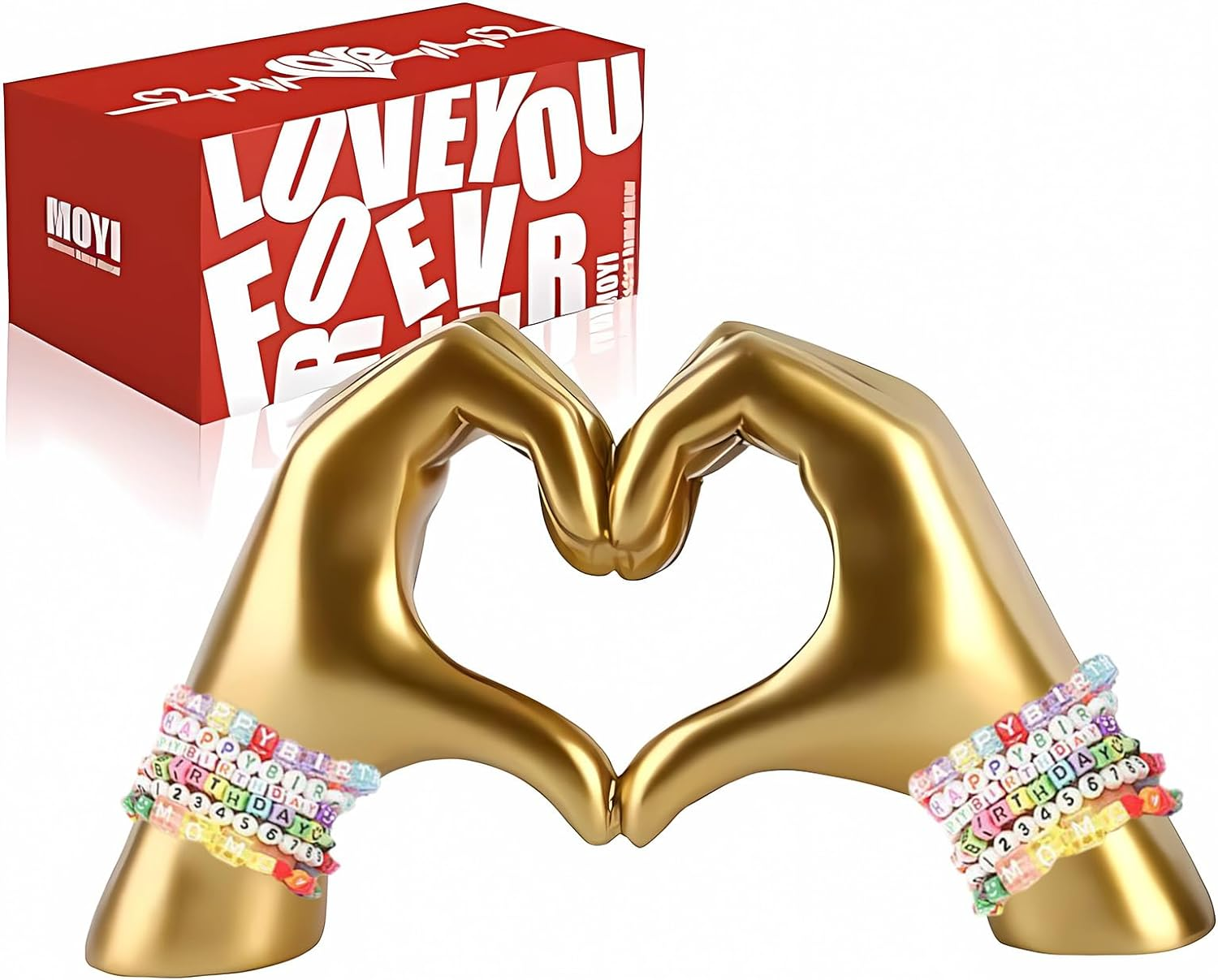 Gold Heart Hands Love Sculpture Decor