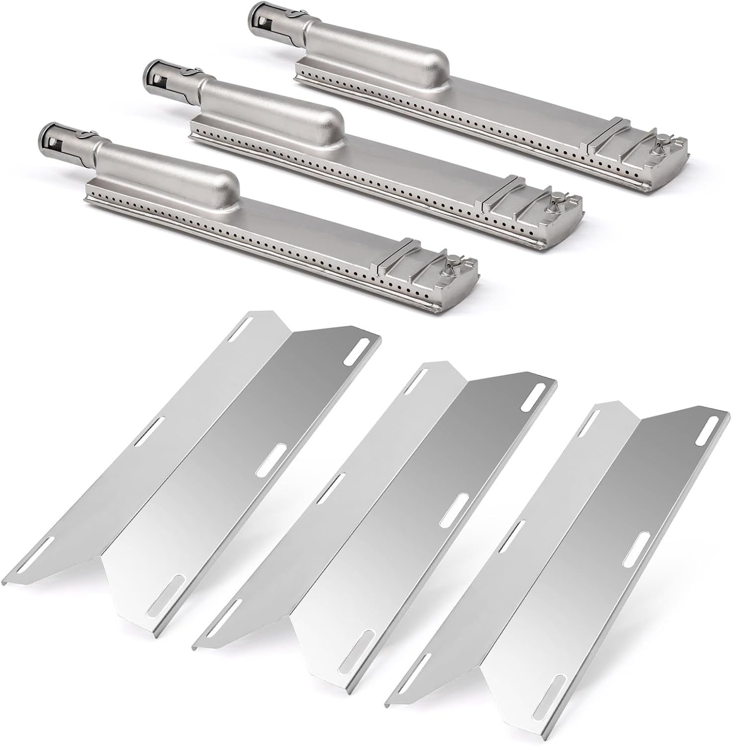 Grill Parts for Jenn-Air 720-0061-LP 720-0099-NG 720-0100-NG 720-0171, 3 Pack Heat Plates and 304 Stainless Steel Grill Burners for Jennair Jenn Air 720-0061 Gas Grill Models