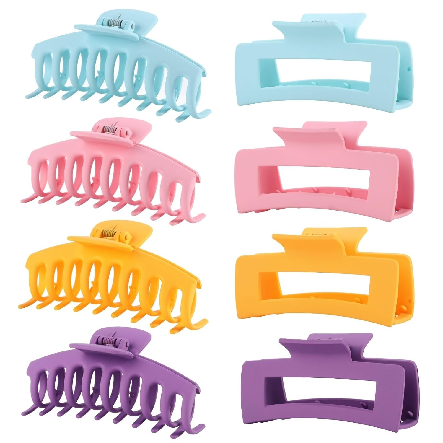 8 Pack Colorful Hair Clips for Women 4.3 Inch Large Hair Claw Clips for Women Thin Thick Curly Hair, Big Banana Clips,Strong Hold Jaw Clips