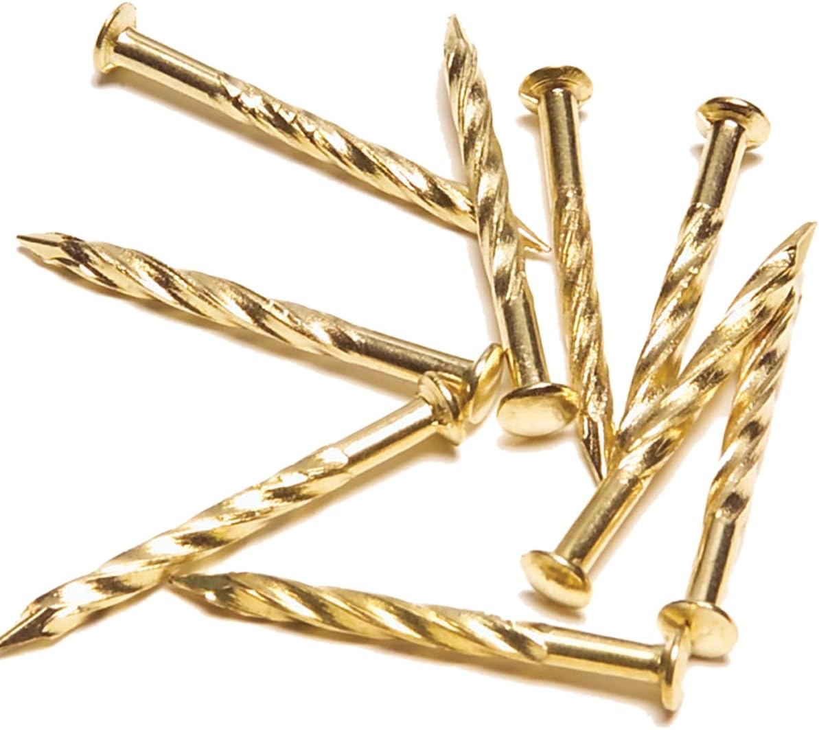 M-D Building Products 21485 1-1/4 In. Satin Brass Floor Metal Screw Nails (12Ct)
