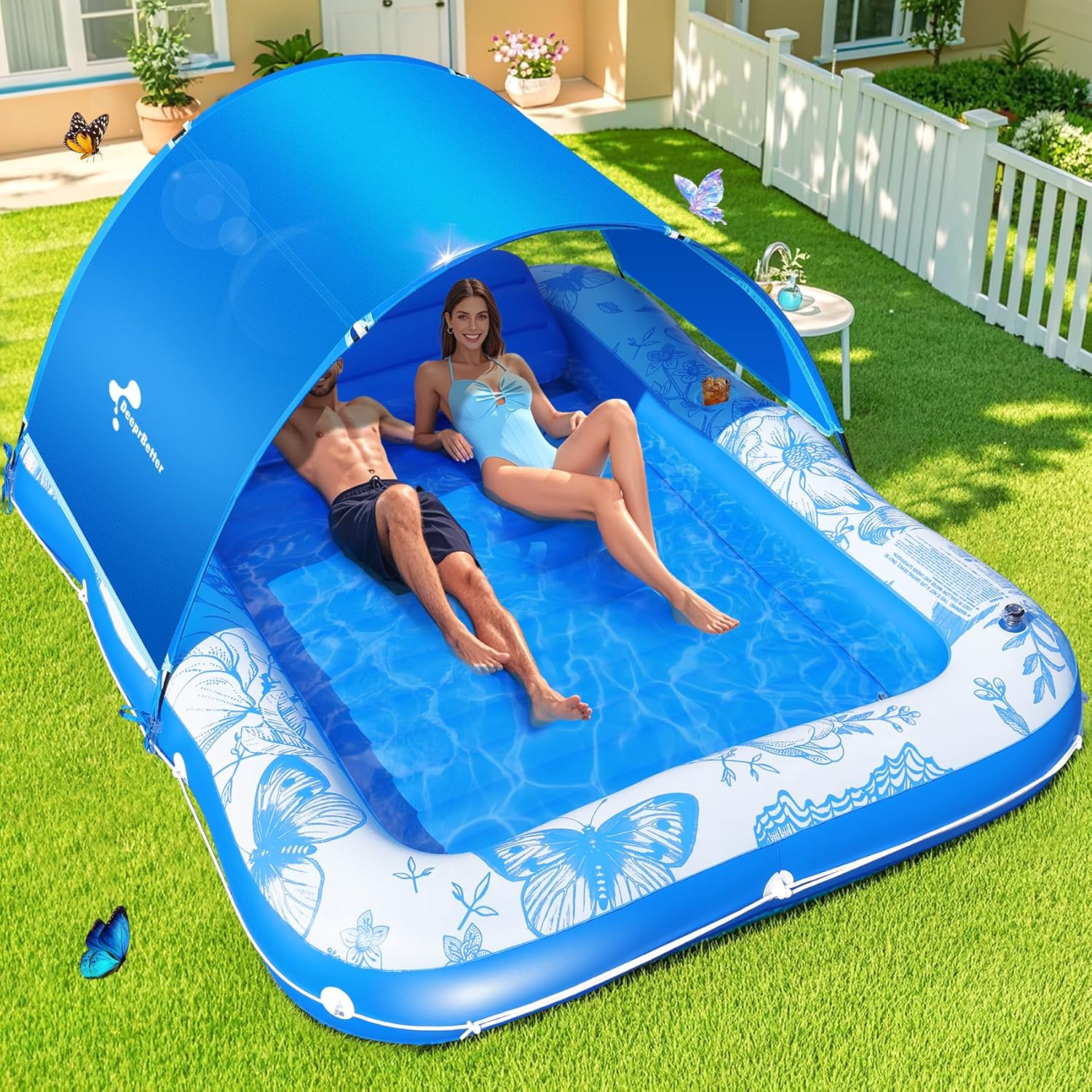 Inflatable Tanning Pool Lounger with Canopy,81