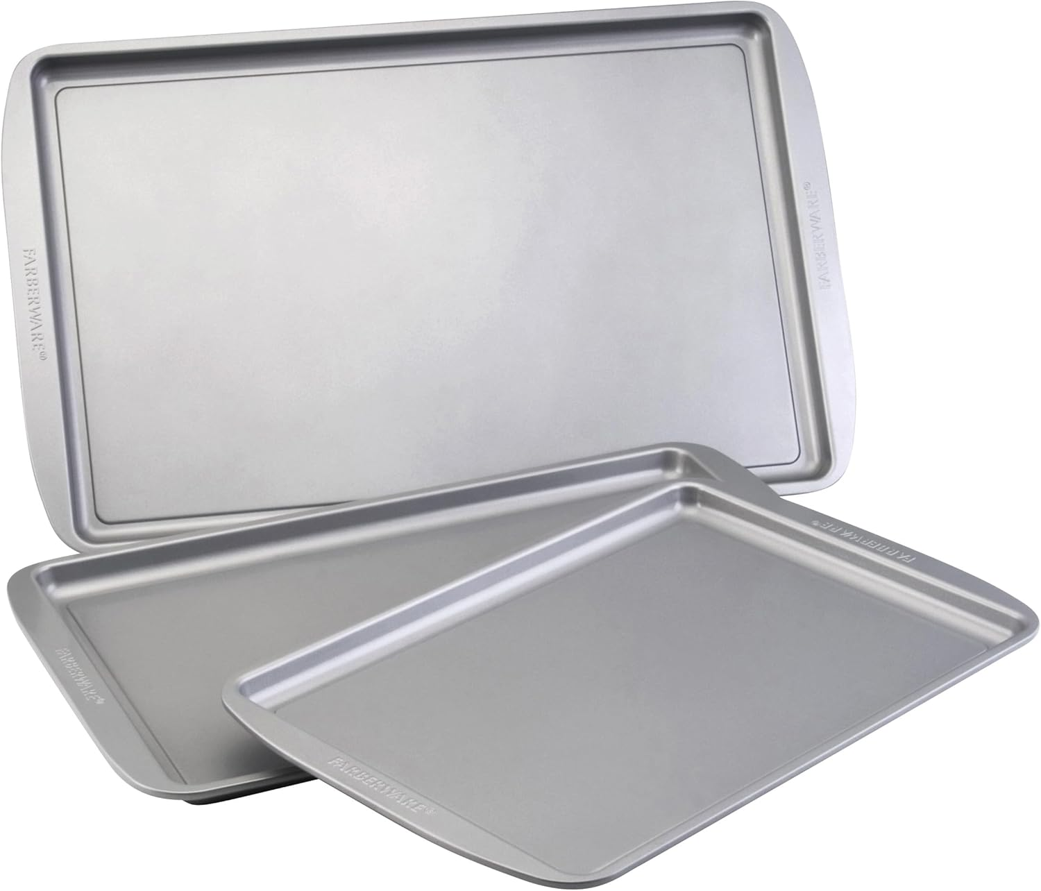 Nonstick Bakeware 3-Piece Cookie Pan Set, Gray