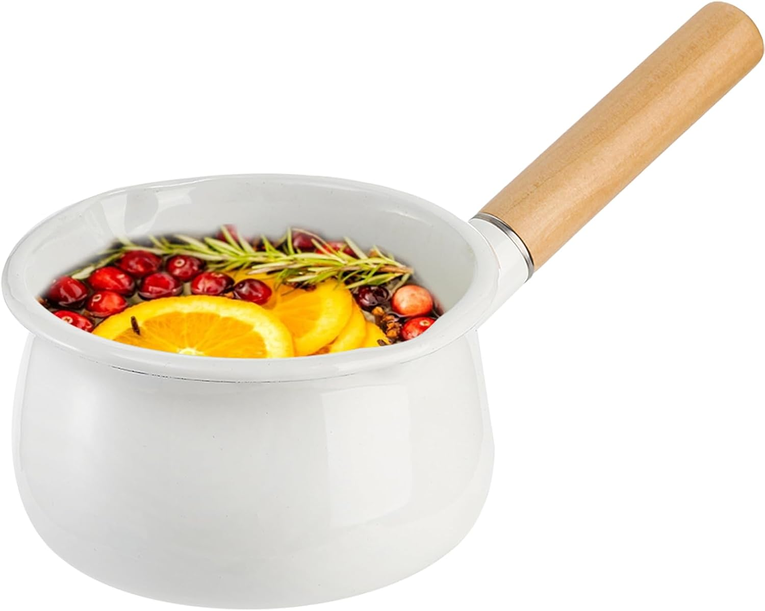 Jucoan 1 Quart Enamel Milk Pan with Dual Pour Spout, Small Enamel on Steel 
