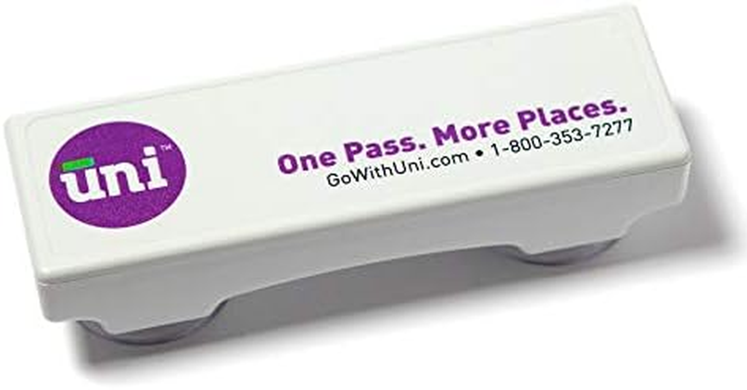 Uni Prepaid Portable Toll Pass by  – Works in 19 States Including FL, GA, NC, VA, WV, MD, DE, NJ, NY, PA, MA, RI, NH, ME, OH, In, IL, KY, and MN – White