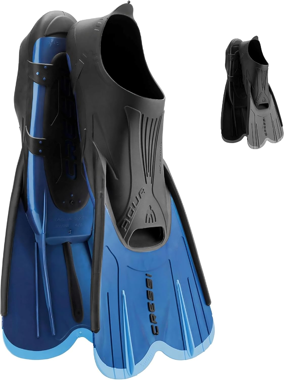 Adult Short Light Swim Fins with Self-Adjustable Comfortable Full Foot Pocket - Perfect for Traveling - Agua Short: Made in Italy