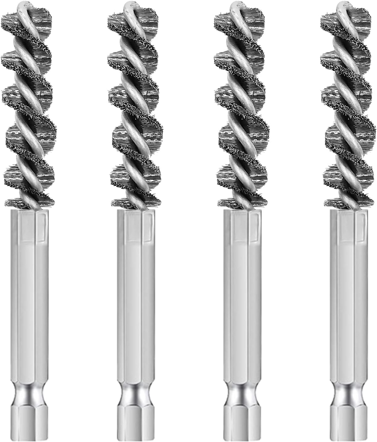 4 Pcs Golf Clubs Head Hosel Brush, Golf Club Brush, Golf Stainless Steel Hosel Wire Brush Electric Drill Cleaning Wire Brush Tool, Hex Shank Handle Electric Drill Wire Brush for Wood and Iron, Sliver