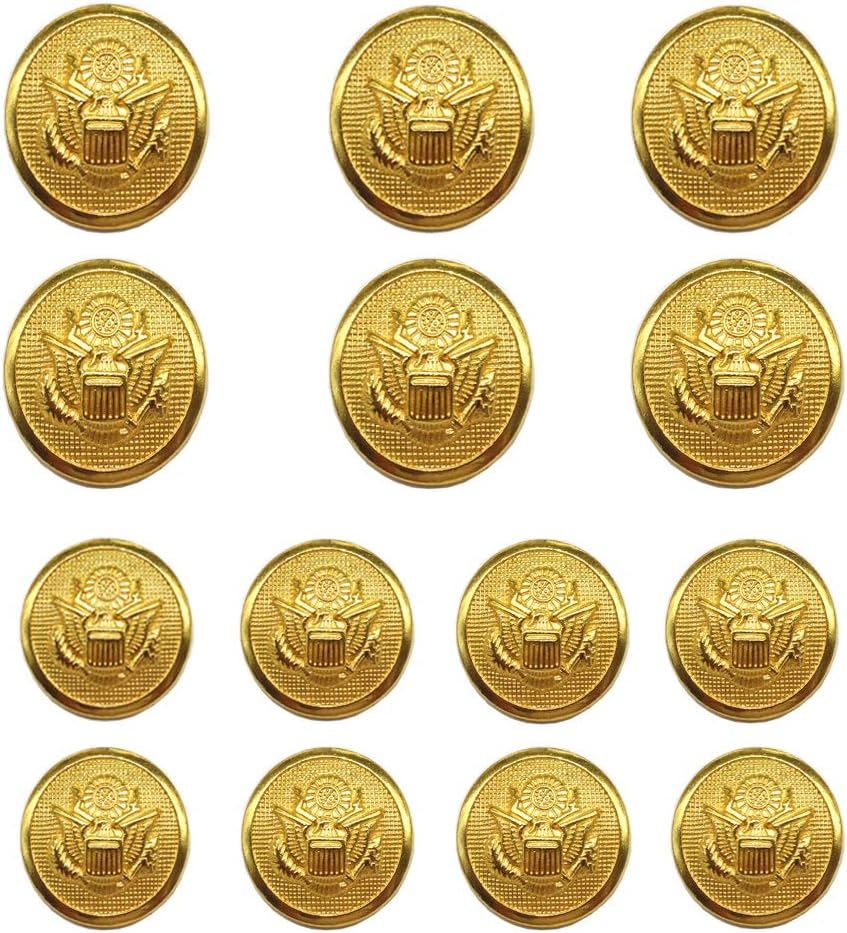 14Pcs Gold Blazer Buttons for Suits Blazers Sport Coats 20Mm 15Mm Metal Shank Blazer Buttons Set for Sewing Coats Suits Blazers (MB20110)