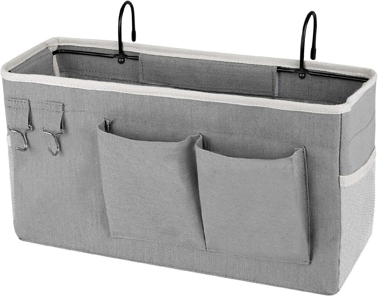 Bedside Hanging Storage Caddy Bag for Bunk Bed Dorm Book Phone Holder (Grey)