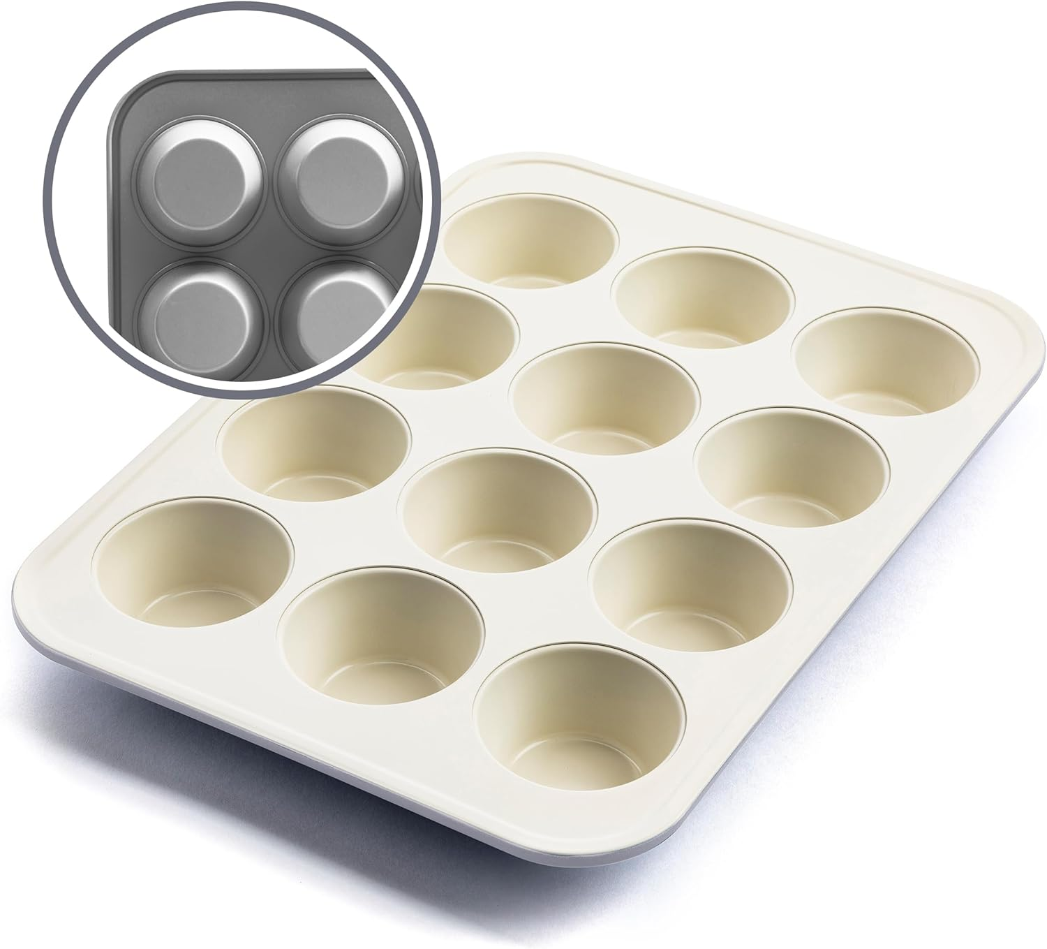 12-Cup Muffin Pan, Healthy Ceramic Nonstick Bakeware, PFOA & Pfas-Free Cupcake Sheet, Durable Baking Tray, Versatile Kitchen Essentials, Easy Clean Muffin Mold, Nonstick Baking Pan, 6 Pack