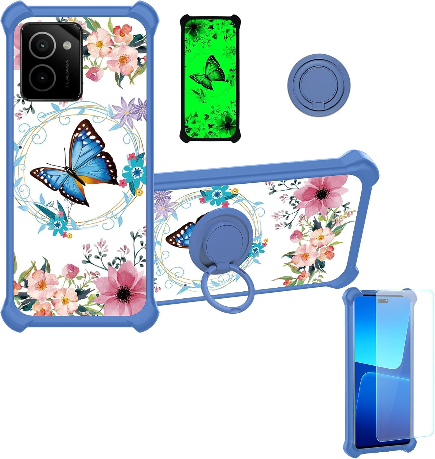 Jioeuinly HMD Vibe Case Compatible for Nokia HMD Vibe Phone Case N159V TA-1590 Cover [With Tempered Glass Screen Protector][Hard PC + Soft Silicone] [Luminous Effect] YGL-LHD