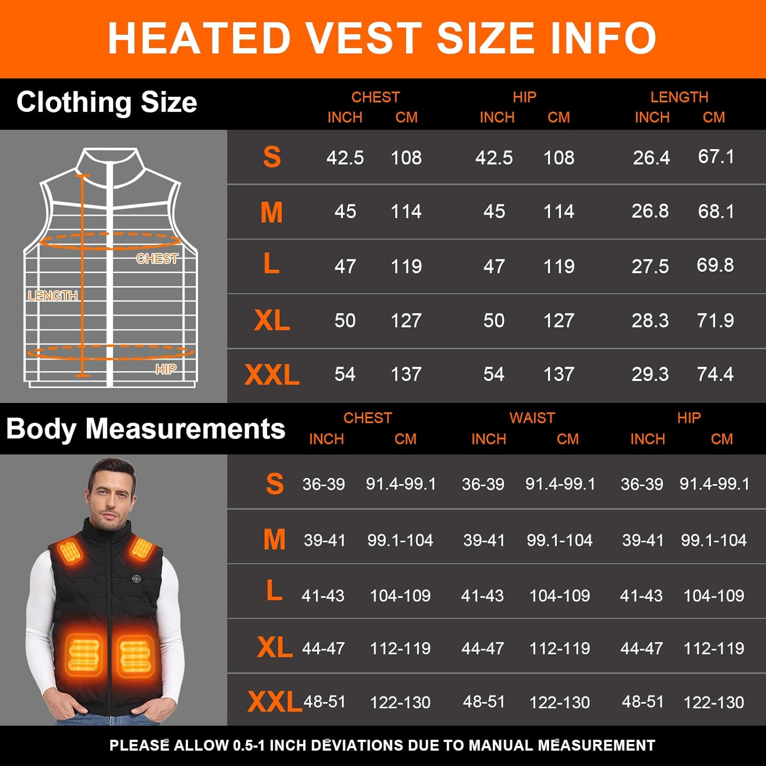 Heated vest for Men with 12v 20000mah Battery with 15 Heating Zones Mens Heat... - Picture 5 of 13