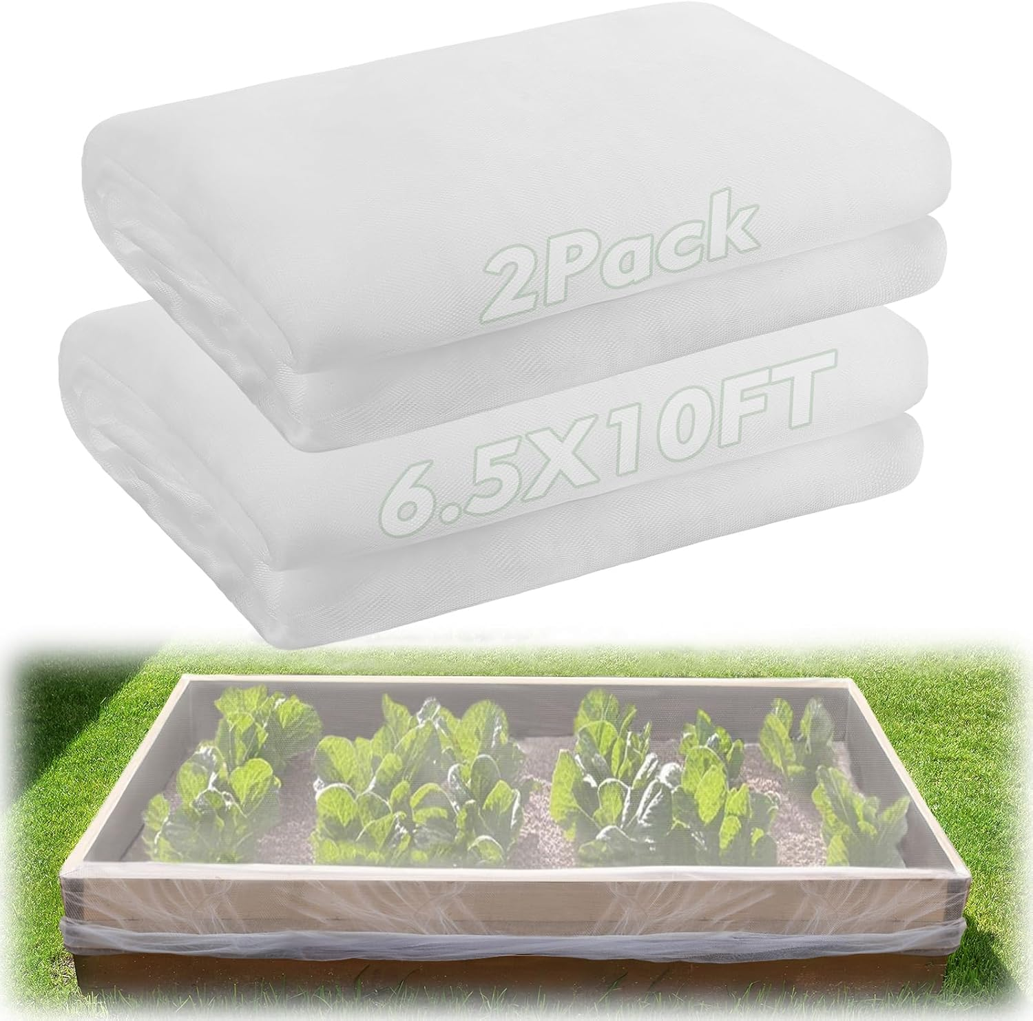 2 Pack 6.5X10Ft Garden Netting - Ultra Fine Mesh Plant Covers to Keep Small Animals Pest Out, Bird Barrier Screen for Protecting Vegetables Fruits Flowers Raised Beds (Without Support Pole)