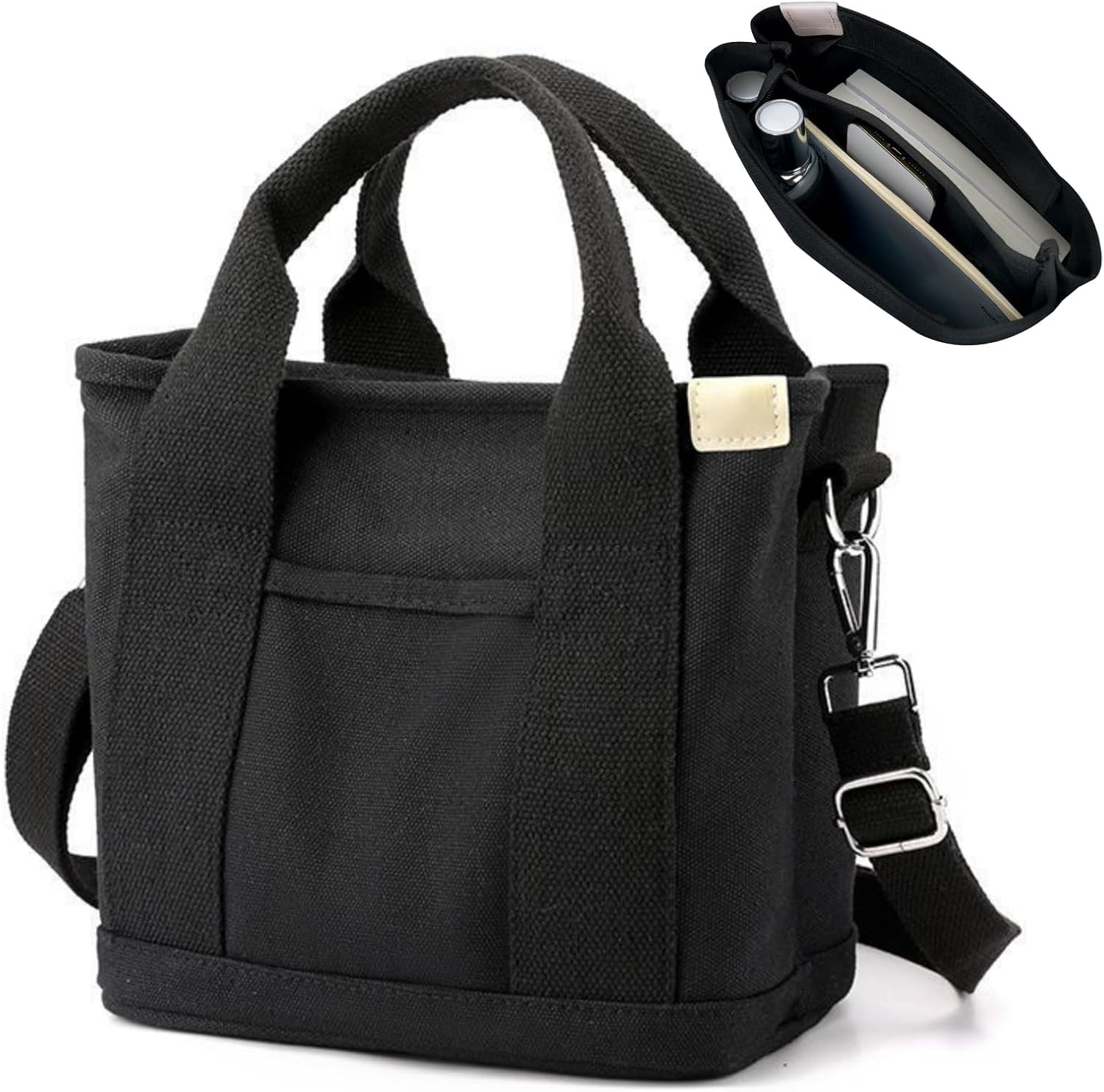 Aucuu Handtasche Canvas, Canvas Tasche Damen Umhängetasche Damen, Canvas Tote Bag Schultertasche Shopper Mit Reißverschluss Für Alltag, Schule, Einkaufen, Arbeit, Reisen