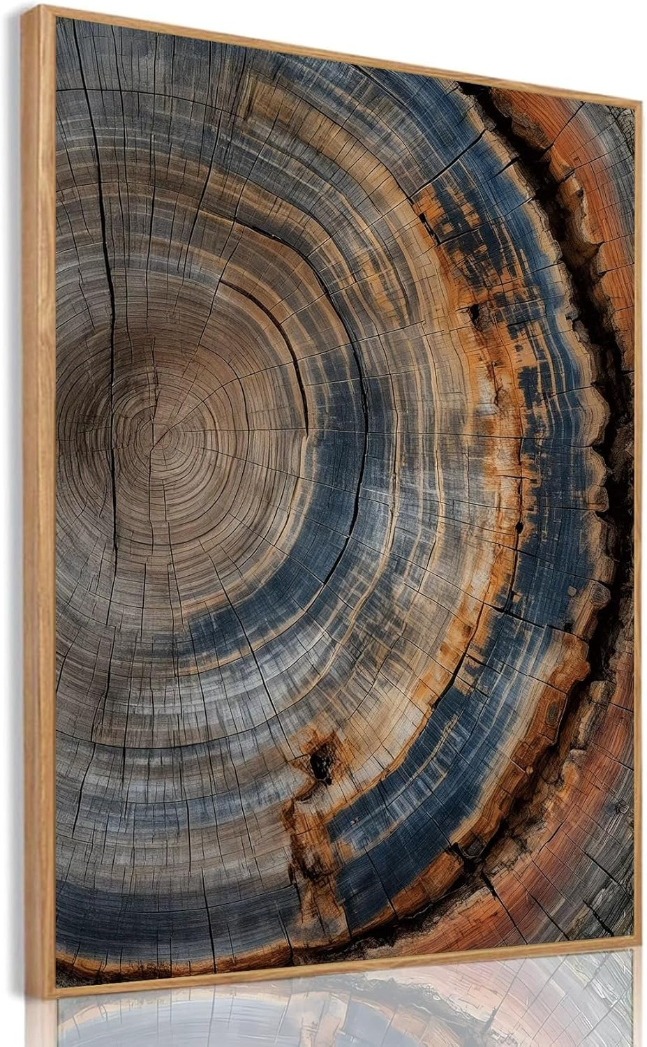Framed Tree Ring Canvas Wall Art Vintage Colorful Wood Stump Painting Prints Modern Minimalist Pictures Neutral Nature Rustic Farmhouse Decor Living Room Bedroom Bathroom Office 12