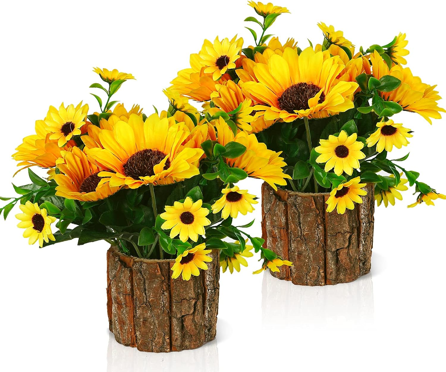 Artificial Sunflower Flower Arrangements for Home Outdoors Tabletop Decor (Set of 2)