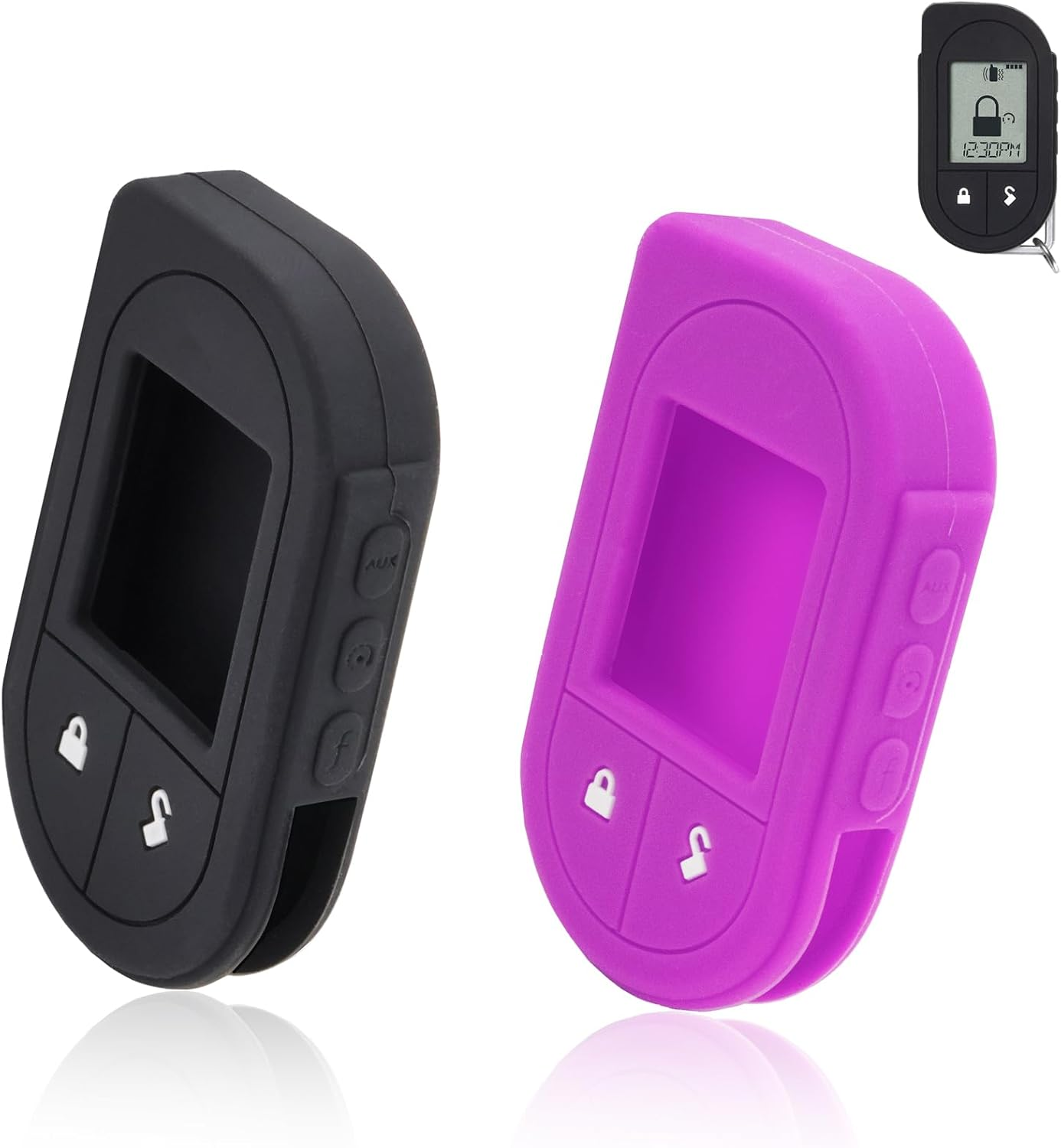 Viper Remote Start Case - Soft Silicone Protective Cover for Viper 2 Way Remote # 5706 4706 7756V 7351V 7752V (Purple & Black)