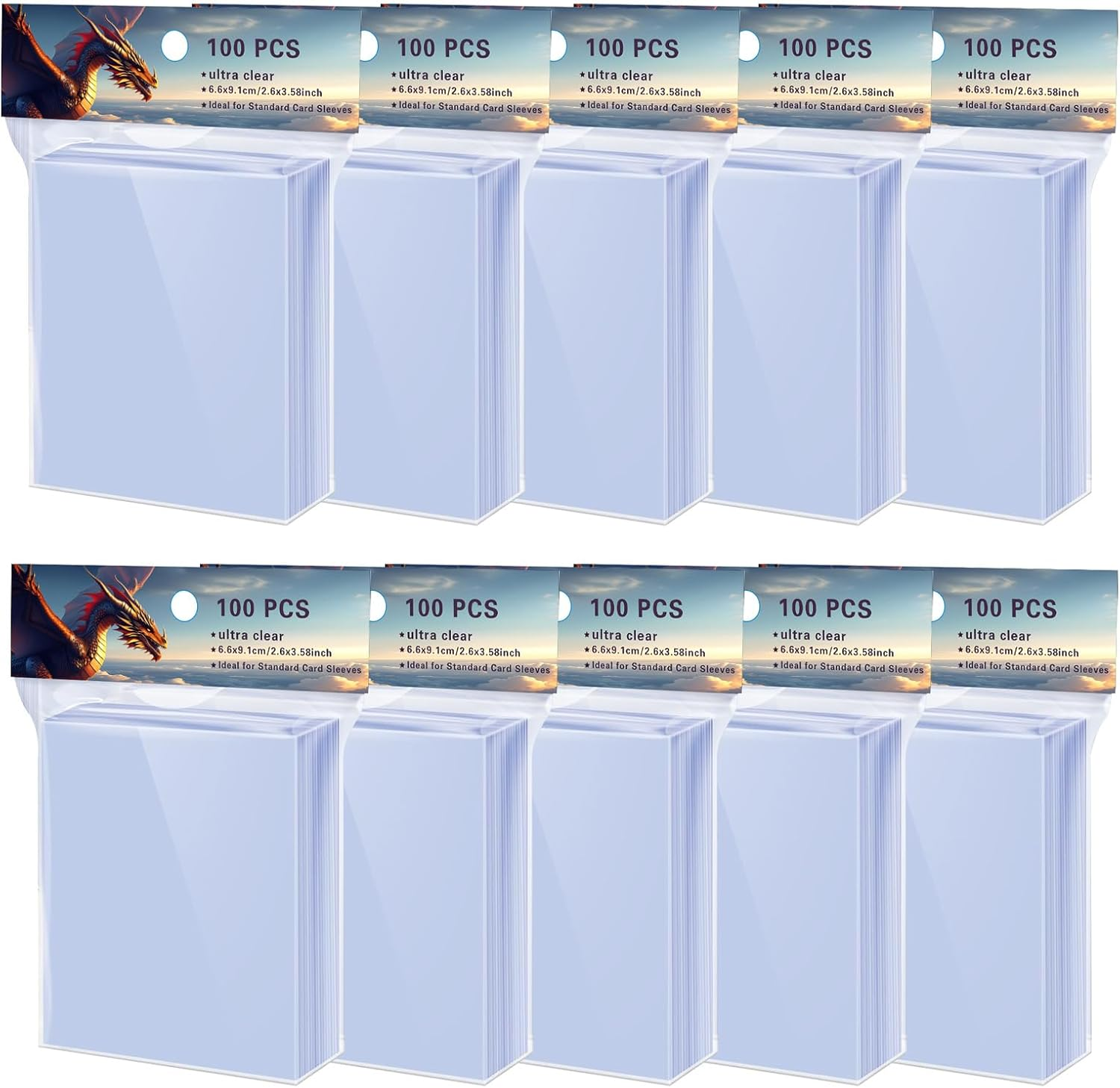 1000 Counts Soft Clear Perfect Fit Card Sleeves for Trading Cards, Exact Fit 