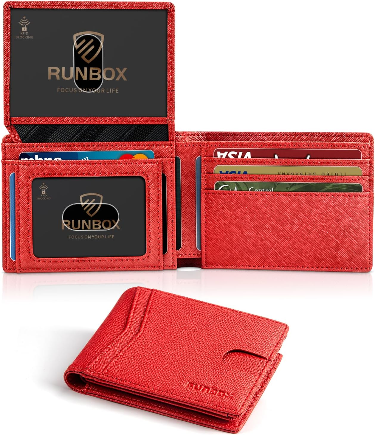 Wallet for Men Slim Rfid Leather 2 ID Window With Gift Box | Slim, Rfid, 2 ID Window, With Gift Box, Slim, Rfid