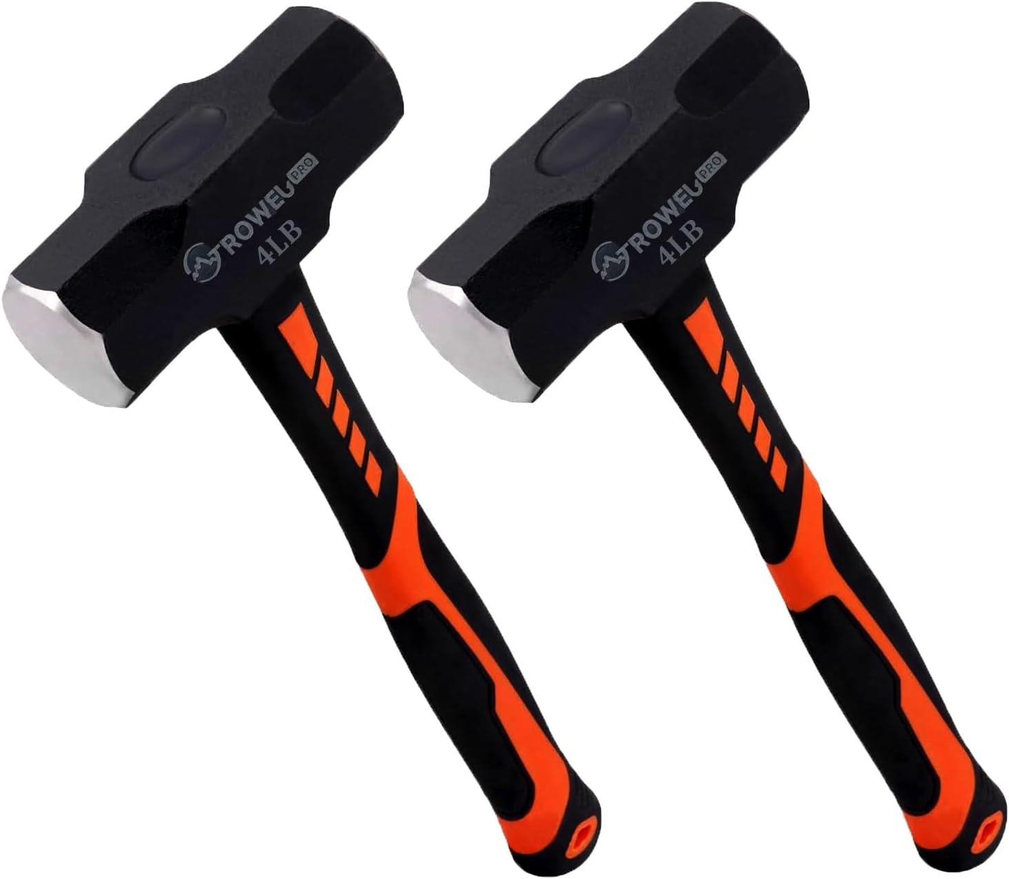 2 Pack Sledge Hammer with Shock-Resistant Fiberglass Handle,Heavy Duty Drilling Crack Hammer with Forged Steel Head (4IB)