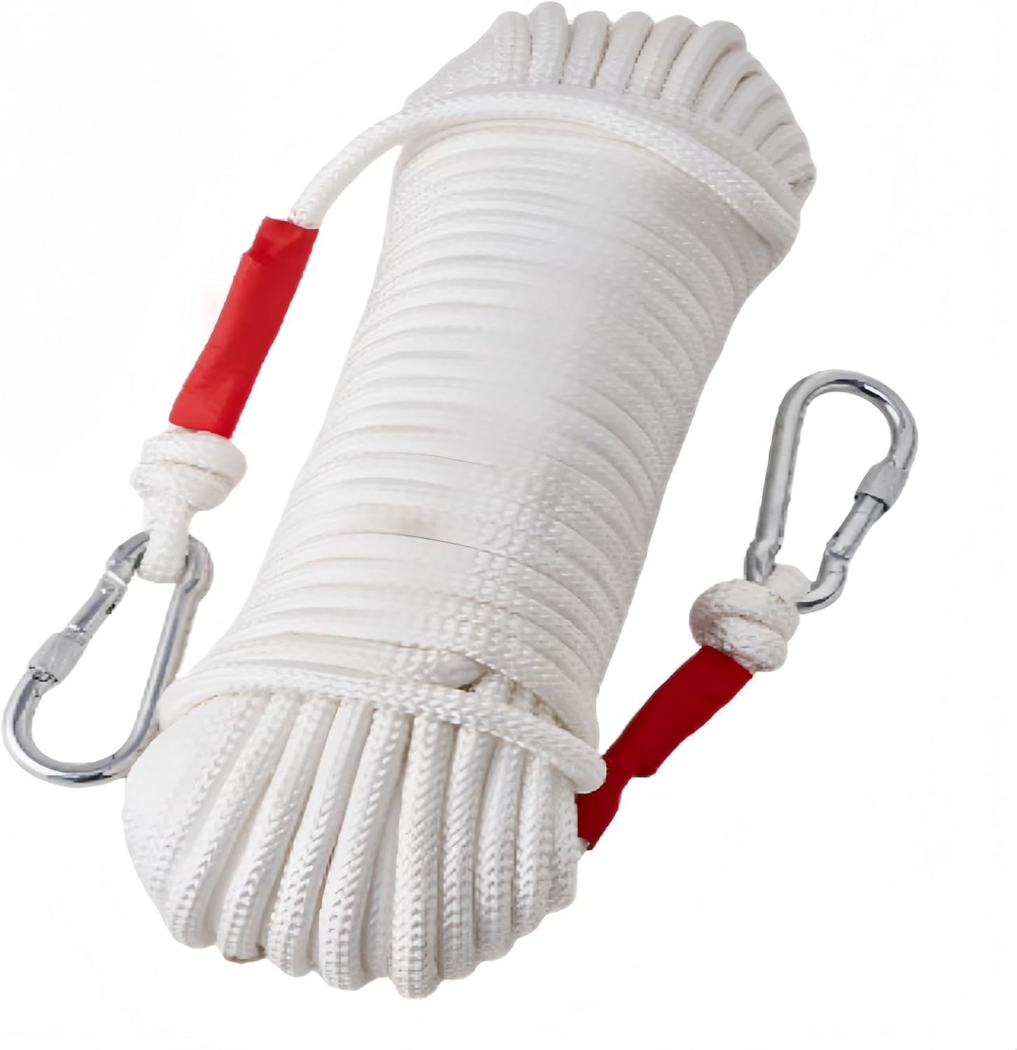 Heavy Duty Flagpole Rope 15M – Polyester Halyard Rope with Steel Core & 2 Stainless Steel Spring Clips, UV Resistant Outdoor Replacement for Residential Commercial Flagpole Line