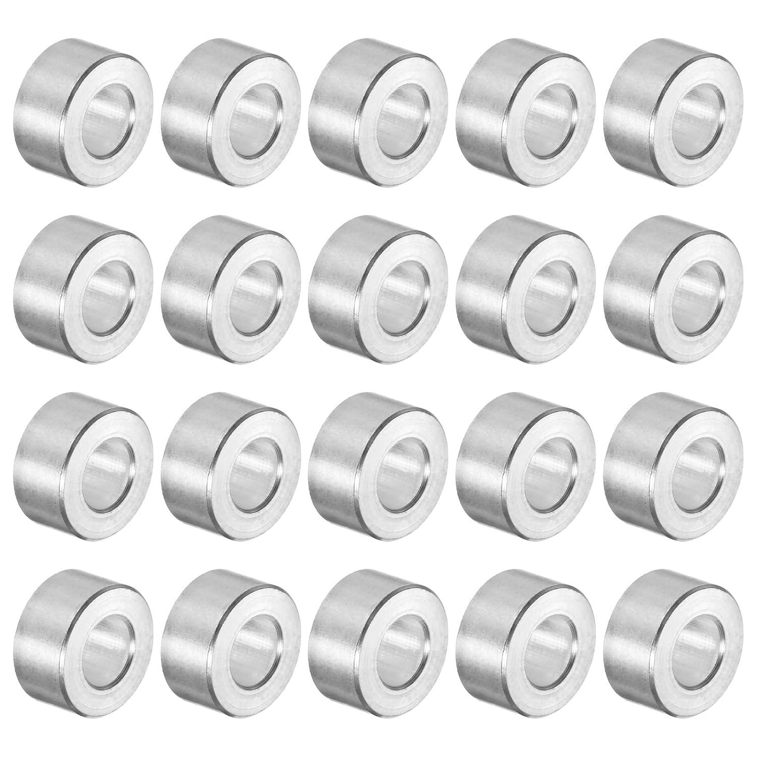20Pcs Aluminum Spacer 5Mm Bore 10Mm OD, 5Mm Length Screw Standoff Bushing Plain Finish round Spacer for M5 Screws Bolts and Rods