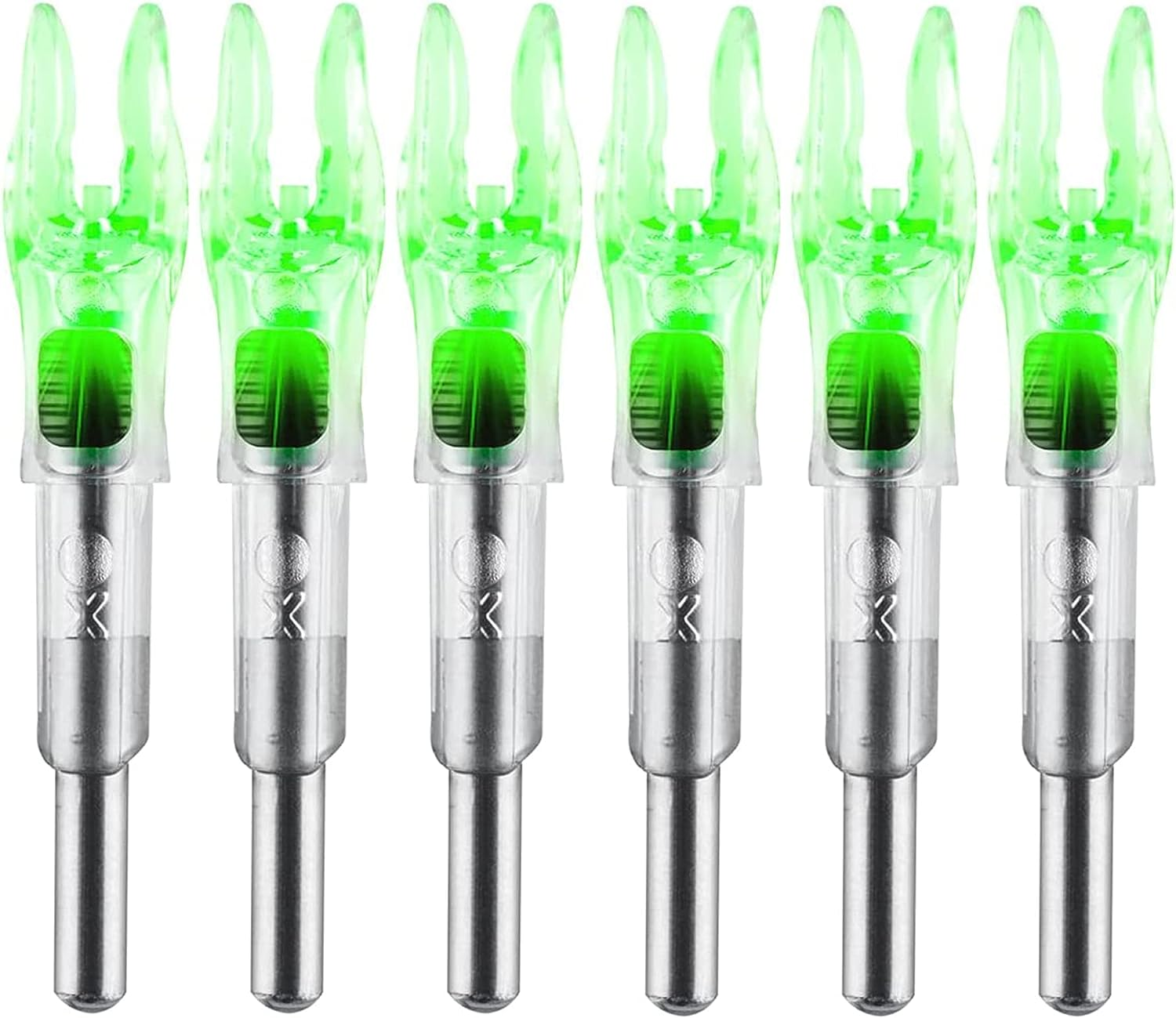 6PCS X Lighted Nocks for Arrows with .204 .233 .244 .246 inside Diameter with H, S, GT Bushings High-Visibility LED Arrow Nocks, On/Off Switch Included